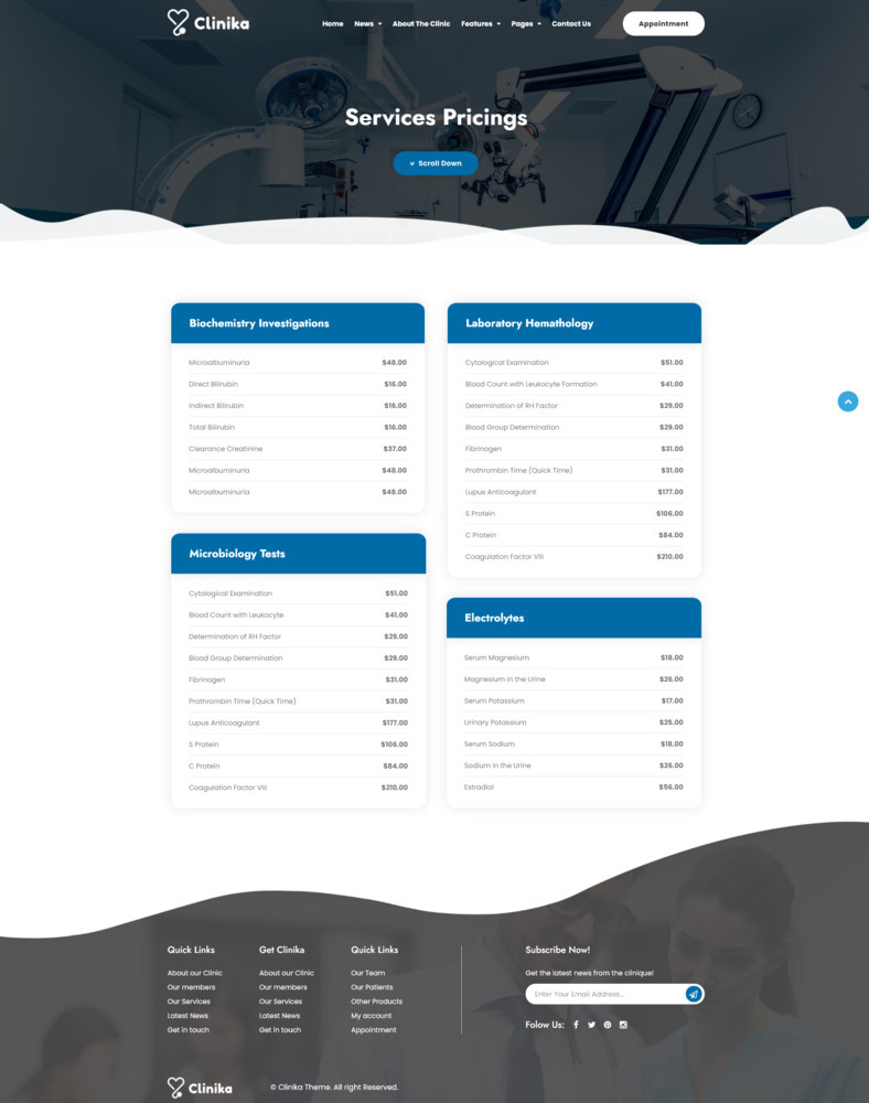 services pricings – clinika services pricings – clinika